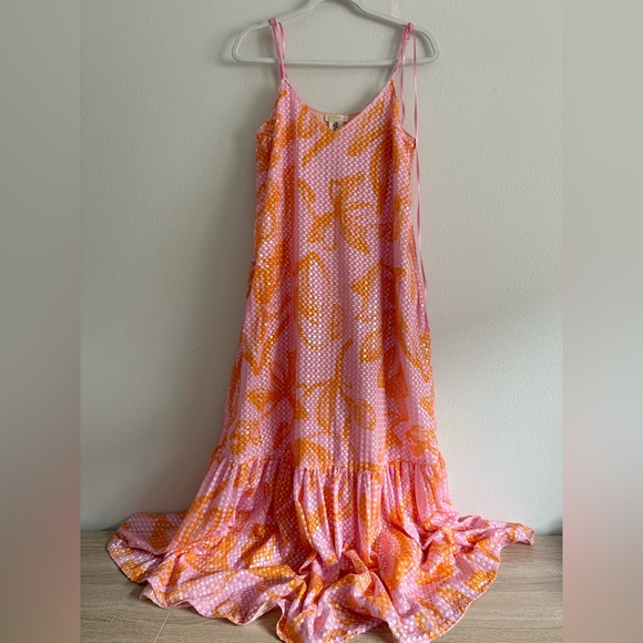 STINE GOYA Francisca Sequin Maxi Dress Women’s Sz M pink/orange NWOT - Picture 8 of 12